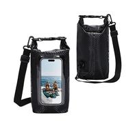 Werwing Bolsa plegable impermeable de fibra de carbono de 2 litros: funda para teléfono con pantalla táctil con separación en seco y húmedo para natación, senderismo y aventuras en la playa, Black