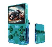 Werwing Consola de juegos retro R36S, pantalla IPS de 3,5 pulgadas, tarjeta TF de 64 GB con más de 10.000 juegos preinstalados, sistema operativo Linux, dispositivo de juego portátil (verde)