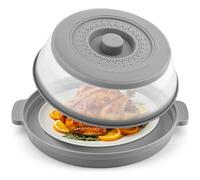 Werwing Cubierta magnética para salpicaduras de microondas con vaporizador de agua y alfombrilla base, tapa plegable de 10.5 pulgadas sin BPA, protector contra salpicaduras y soporte de placa