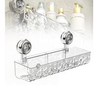Werwing Estante de baño con ventosa, organizador de ducha impermeable montado en la pared con capas ajustables, esmerilado, transparente, ahorra espacio para baño, cocina y balcón