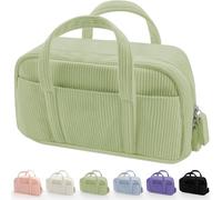 Werwing Estuche de pana suave con 5 compartimentos, amplia apertura de cremallera, bonito organizador estético para adolescentes y niñas, Green, Talla única, Minimalismo funcional