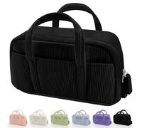 Werwing Estuche de pana suave con 5 compartimentos, amplia apertura de cremallera, bonito organizador estético para adolescentes y niñas, Black, Talla única, Minimalismo funcional