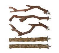 Werwing Juego de 5 perchas de madera natural para pájaros, ideal para periquitos, cacatúas y pájaros pequeños a medianos, crea un hábitat natural