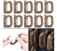 Werwing Mosquetón táctico resistente, paquete de 10 cierres seguros para cinchas, equipo y chalecos al aire libre, color marrón