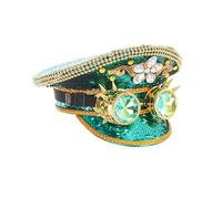 Werwing Music Festival - Sombrero militar de lentejuelas listo para capitán con gafas, ideal para adultos Steampunk - Eventos temáticos
