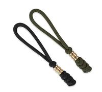 weryerker Paquete de 2 cordones EDC para llavero y cuchillo, cordón de paracaídas con cuentas de latón, para linterna y campamento al aire libre (negro y verde)