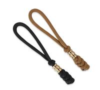 weryerker Paquete de 2 cordones EDC para llavero y cuchillo, cordón de paracaídas con cuentas de latón, para linterna y campamento al aire libre (negro + marrón)