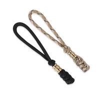 weryerker Paquete de 2 cordones EDC para llavero y cuchillo, cordón de paracaídas con cuentas de latón, para linterna y campamento al aire libre (negro + camuflaje)