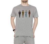 WES Anderson Colección Hombre Camiseta Cuello Redondo Gris Manga Corta Tamaño S Men's Grey T-Shirt Small Size S