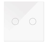 WESA - Doble Interruptor Táctil de cristal Blanco empotrable, Caja de cristal con pantalla táctil, con material de montaje y con indicador LED