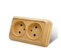 WESA Enchufe de pared montado en superficie,Juego de enchufes eléctricos de pared,Enchufes eléctricos de pared interior 250V AC 16A,grano de madera Doble enchufe sin conexión a tierra