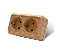 WESA Enchufe de pared montado en superficie,Juego de enchufes eléctricos de pared,Enchufes eléctricos de pared interior 250V AC 16A,grano de madera Doble enchufe de tierra