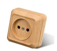 WESA Enchufe de pared montado en superficie,Juego de enchufes eléctricos de pared,Enchufes eléctricos de pared interior 250V AC 16A,grano de madera Enchufe sin conexión a tierra