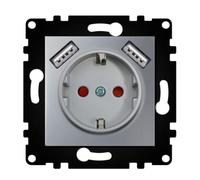 WESA - Enchufe Schuko de Pared Con Entradas USB Estándar UE 16A 250V, Fácil instalación con Opción a Distintos Diseños, No incluye marco, PJ-19-G