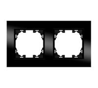WESA - Marco de Cristal Negro de 2 Módulos para Interruptores y Enchufes, FB-49-B