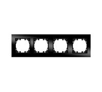 WESA - Marco de Cristal Negro de 4 Módulos para Interruptores y Enchufes, Apto para Interiores, Fácil de Montar, Compatible con Pulsador, Color Negro. FB-51-B