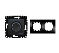 WESA - Potenciómetro de Pared de 40-600W con Marco de Cristal Negro, Fácil instalación con Opción a Distintos Diseños.