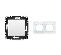 WESA - Pulsador de Pared Simple con Marco de Cristal Blanco, Fácil instalación con Opción a Distintos Diseños.