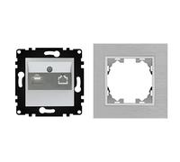 WESA - Toma de Pared de Internet con Marco de Aluminio Gris, Fácil instalación con Opción a Distintos Diseños.