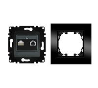 WESA - Toma de Pared de Internet con Marco de Cristal Negro, Fácil instalación con Opción a Distintos Diseños.