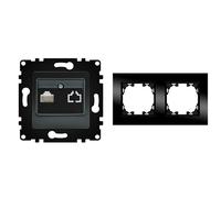 WESA - Toma de Pared de Internet con Marco de Cristal Negro, Fácil instalación con Opción a Distintos Diseños.