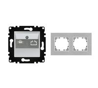 WESA - Toma de Pared de Teléfono con Marco de Aluminio Gris, Fácil instalación con Opción a Distintos Diseños.