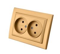 WESA - Toma de pared empotrada doble oro color, 16A/250V AC, CEE 7/3, 7/4, plástico