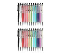 Wesafrae 24 Piezas/Paquete Bling Bling 2-En-1 Slim Crystal Stylus Pen Y BolíGrafos de Tinta (12 Colores)