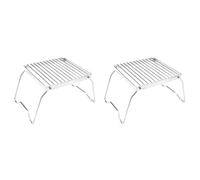 Wesafrae 2X Parrilla Plegable para Fogata, Parrilla Portátil de Acero Inoxidable para Acampar, Soporte para Estufa de Gas, Soporte para Estufa Leña para Exteriores, Parrilla para Barbacoa