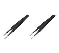 Wesafrae 2X Pinzas Rectas de Acero Inoxidable de Punta Cuadrada Plano Antiestatico 4.7 Pulgada Negro