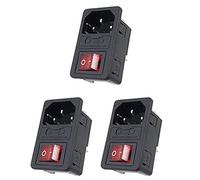 Wesafrae 3X Enchufe de Corriente Entrada Macho con Interruptor Fusible 10A 250V 3 Pin IEC320 C14