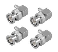 Wesafrae 4X Enchufe Macho BNC En ángulo Recto Crimp para RG58 RG400 RFC195 Conector Adaptador Coaxial, Plateado