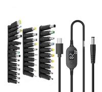 Wesafrae Kit de 34 Conectores Universales para Adaptadores de Corriente CC y CA de 5,5 X 2,1 Mm, 140 W, PD, USB C A Cable de Voltaje Ajustable de 5 V A 28 V.