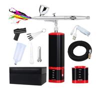 Wesafrae Kit de Aerógrafo de Doble Acción con Batería Adicional y Compresor. Juego de Aerógrafo Inalámbrico con Batería Reemplazable para Manicura y Pintura.