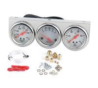 Wesafrae Kit de Triple Indicador de Aceite, Voltaje y Agua, 2 Pulgadas, Cromado, Indicador de Temperatura del Aceite, Temperatura del Agua, Indicador de Presión del Aceite y Voltaje