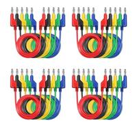 Wesafrae P1036 20 Piezas Conector Banana de Cobre de 4 mm A Conector Banana Multímetro Cables de Prueba Cable de PVC Blando Cable de 1 M 1000 V 15 A