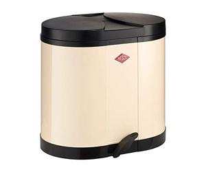 Wesco 170 611-23 - Cubo de basura con pedal para reciclar (2 x 15 L), color almendra