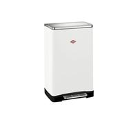 WESCO Big Double Boy - Cubo de basura en color blanco mate, chapa de acero con recubrimiento en polvo, dos insertos separados de plástico de 18 litros, pedal de acero inoxidable, fijación para bolsas