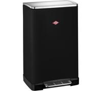WESCO Big Double Boy - Cubo de basura en color negro mate, chapa de acero con recubrimiento en polvo, dos insertos separados de plástico de 18 litros, pedal de acero inoxidable, fijación para bolsas
