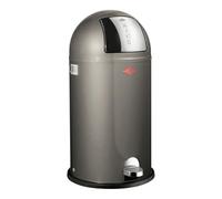 WESCO Cubo de basura Kickboy en color grafito, chapa de acero pulverizado, 40 litros de volumen, tapa de acero inoxidable, pedal de plástico cromado