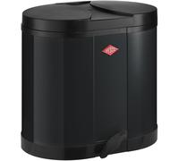 WESCO Colector ecológico 170 en color negro, chapa de acero pulverizada, dos insertos separados de 15 litros de plástico, pedal de plástico