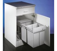 Wesco Double 4 Cubo de Basura Empotrable 2 Compartimentos Aluminio Gris Mate