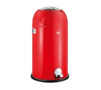 WESCO Kickmaster - Cubo de basura (chapa de acero con recubrimiento en polvo, amortiguador integrado, 33 litros de capacidad, ranura grande), color rojo