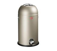 WESCO Kickmaster - Cubo de basura (chapa de acero con recubrimiento en polvo, amortiguador integrado, 33 litros de capacidad, ranura grande), color plateado