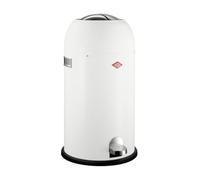 WESCO Kickmaster - Cubo de basura (chapa de acero con recubrimiento en polvo, amortiguador integrado, 33 litros de capacidad, ranura grande), color blanco