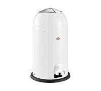 WESCO Kickmaster Junior - Cubo de basura (chapa de acero con recubrimiento en polvo, amortiguador integrado, 12 litros de volumen, bandeja de plástico, tapa de ranura), color blanco