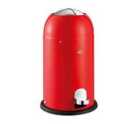 WESCO Kickmaster Junior - Cubo de basura (chapa de acero con recubrimiento en polvo, amortiguador integrado, 12 litros de capacidad, bandeja de plástico, tapa de ranura), color rojo