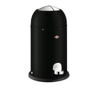 WESCO Kickmaster Junior - Cubo de basura (chapa de acero con recubrimiento en polvo, amortiguador integrado, 12 litros de capacidad, bandeja de plástico, tapa de ranura), color negro mate