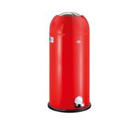 WESCO Kickmaster Maxi Cubo de basura en color rojo, chapa de acero con recubrimiento en polvo, amortiguador integrado, capacidad de 40 litros, ranura grande