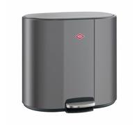 WESCO Multicollector 2 cubos de basura con pedal de grafito mate de chapa de acero con recubrimiento en polvo, 2 recipientes de plástico de 25 litros, pedal de metal, mango práctico, filtro de olores